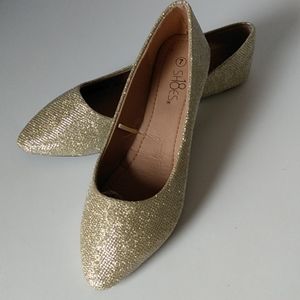 SLIPPERS SHOES GOLD SPARKLE